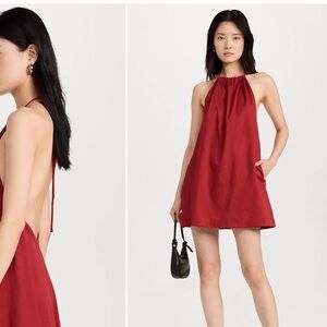 NWT Leset Yoko Halter mini dress in Red, S